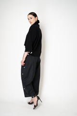 MeiMeiJ Pearl Embellished Wool Cashmere Knit Turtleneck Pullover in Black