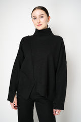 MeiMeiJ Split Turtleneck Felt Wool Knitted Pullover in Black