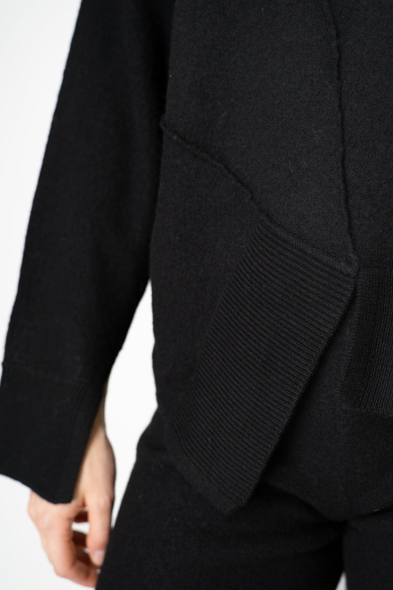 MeiMeiJ Split Turtleneck Felt Wool Knitted Pullover in Black