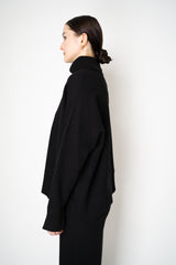 MeiMeiJ Split Turtleneck Felt Wool Knitted Pullover in Black