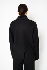 MeiMeiJ Split Turtleneck Felt Wool Knitted Pullover in Black
