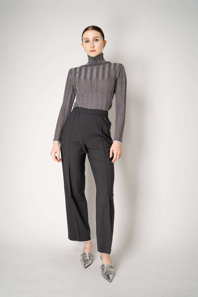 Fabiana Filippi Liquid Drape Ribbed Knit Turtleneck Pullover in Lurex Silver Vancouver. Shop Online or in Store.
