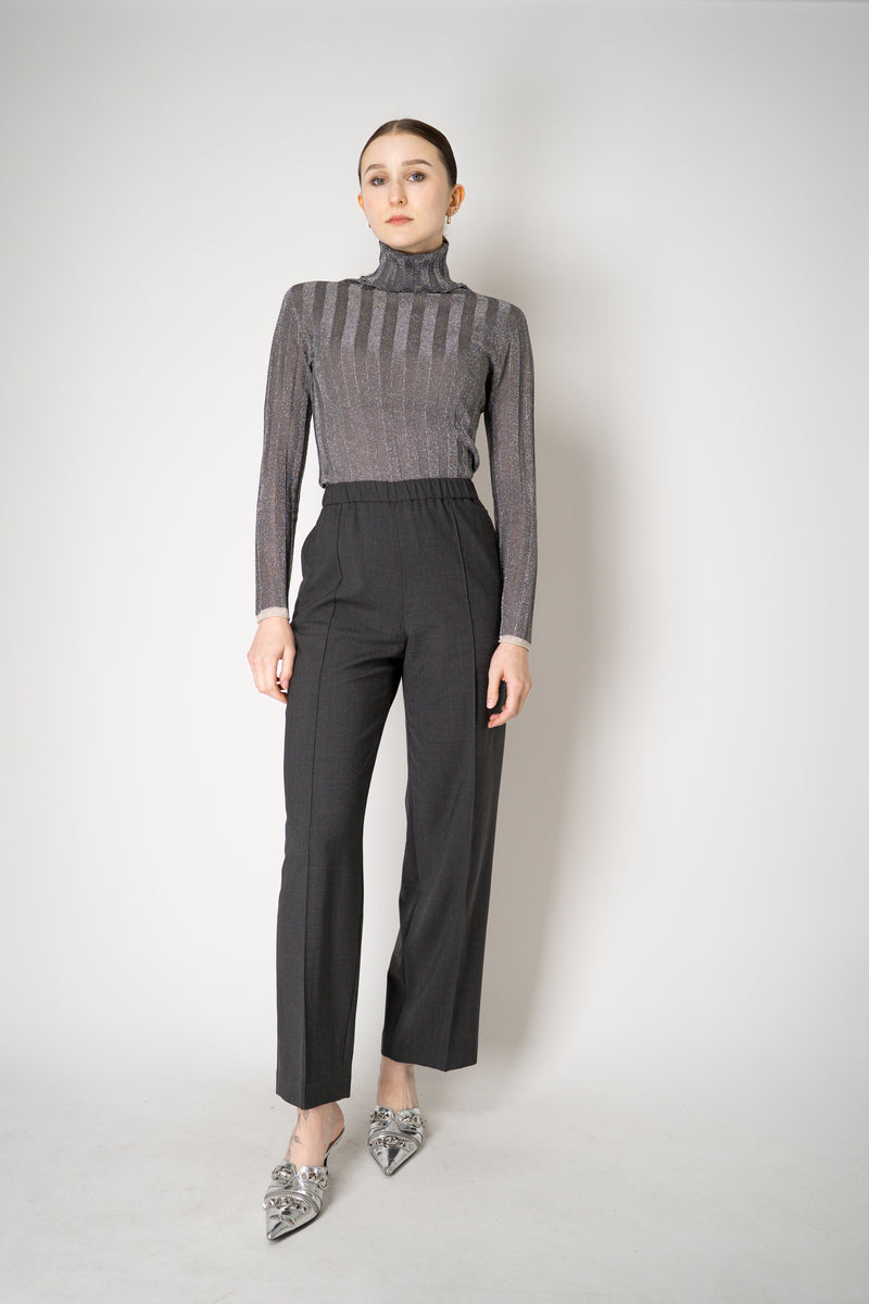 Fabiana Filippi Liquid Drape Ribbed Knit Turtleneck Pullover in Lurex Silver Vancouver. Shop Online or in Store.