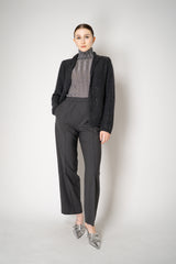 Fabiana Filippi Liquid Drape Ribbed Knit Turtleneck Pullover in Lurex Silver Vancouver. Shop Online or in Store.