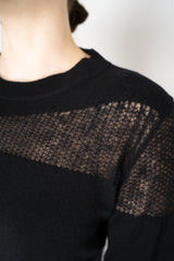 Fabiana Filippi Wool Blend Pullover with Knit Net Stripes in Black Vancouver. Shop Online or in Store.
