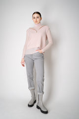 Fabiana Filippi Wool Cashmere Knit Hooded Vest in Pastel Rose Vancouver. Shop Online or in Store.