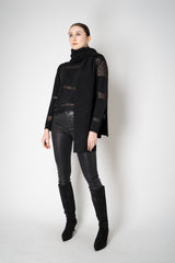 Fabiana Filippi Wool Blend Pullover with Knit Net Stripes in Black Vancouver. Shop Online or in Store.