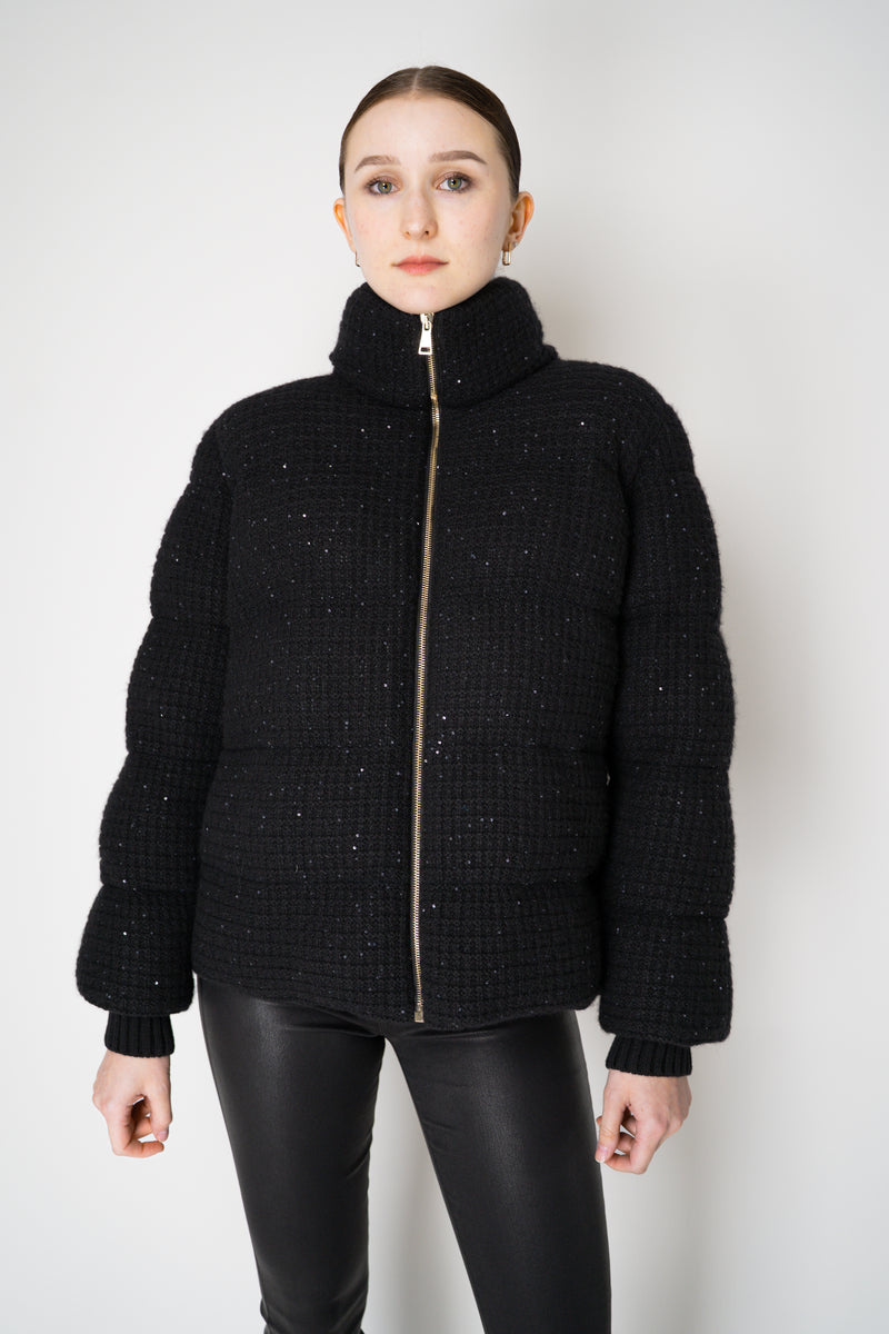 Fabiana Filippi Sequined Knit Exterior Padded Insulated Jacket in Black Vancouver. Shop Online or in Store.