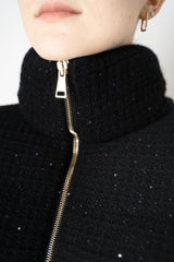 Fabiana Filippi Sequined Knit Exterior Padded Insulated Jacket in Black Vancouver. Shop Online or in Store.