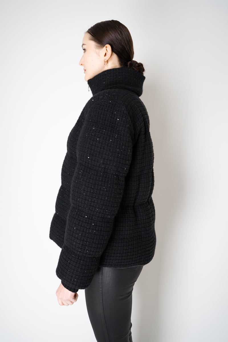 Fabiana Filippi Sequined Knit Exterior Padded Insulated Jacket in Black Vancouver. Shop Online or in Store.