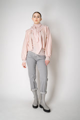 Fabiana Filippi Wool Cashmere Round Hem Cropped Hooded Jacket in Pastel Rose Vancouver. Shop Online or in Store.