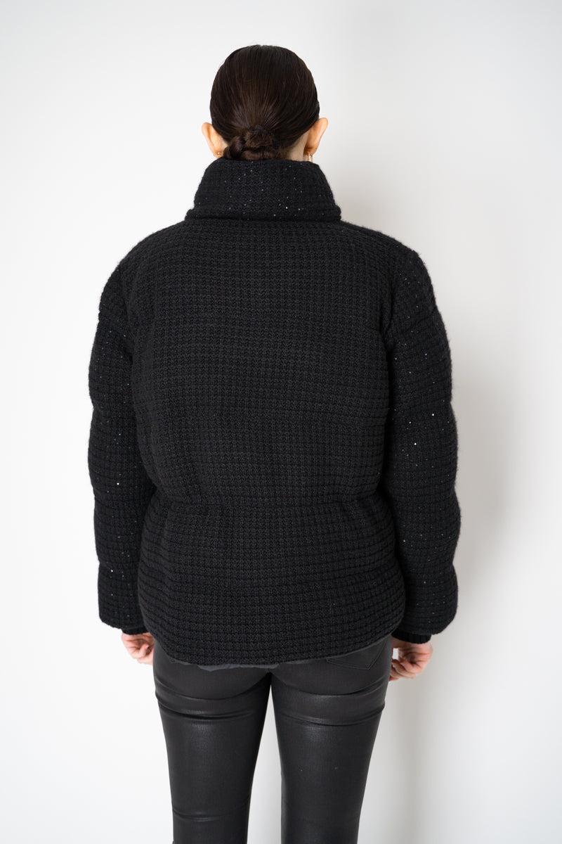 Fabiana Filippi Sequined Knit Exterior Padded Insulated Jacket in Black Vancouver. Shop Online or in Store.