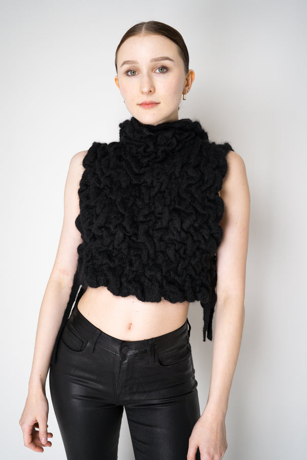 Fabiana Filippi Wool Mohair Crinkle Knit Hooded Dickie in Black Vancouver. Shop Online or in Store.