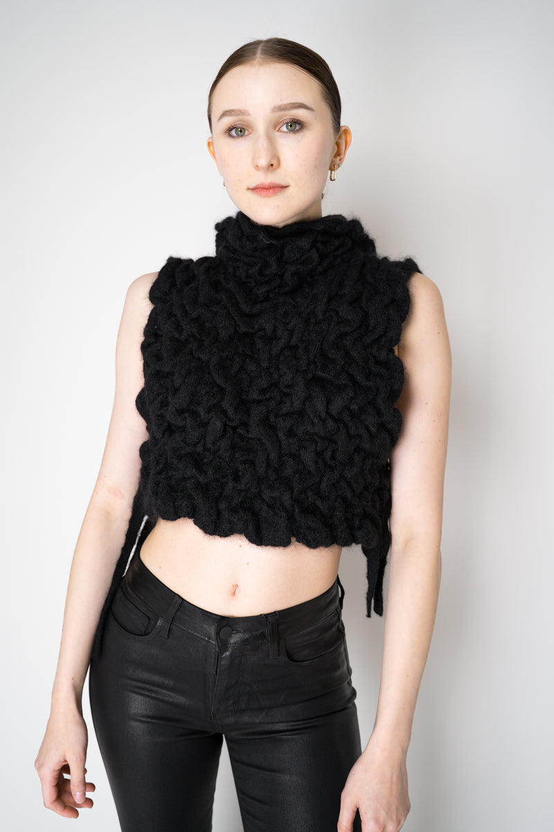 Fabiana Filippi Wool Mohair Crinkle Knit Hooded Dickie in Black Vancouver. Shop Online or in Store.