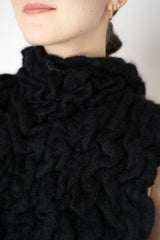 Fabiana Filippi Wool Mohair Crinkle Knit Hooded Dickie in Black Vancouver. Shop Online or in Store.