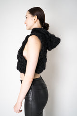 Fabiana Filippi Wool Mohair Crinkle Knit Hooded Dickie in Black Vancouver. Shop Online or in Store.