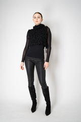 Fabiana Filippi Wool Mohair Crinkle Knit Hooded Dickie in Black Vancouver. Shop Online or in Store.