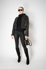 Fabiana Filippi Wool Mohair Crinkle Knit Hooded Dickie in Black Vancouver. Shop Online or in Store.
