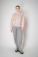 Fabiana Filippi Wool Cashmere Round Hem Cropped Hooded Jacket in Pastel Rose Vancouver. Shop Online or in Store.