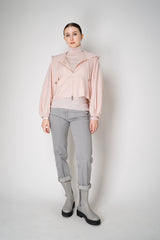 Fabiana Filippi Wool Cashmere Round Hem Cropped Hooded Jacket in Pastel Rose Vancouver. Shop Online or in Store.