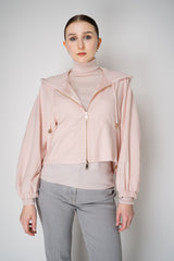 Fabiana Filippi Wool Cashmere Round Hem Cropped Hooded Jacket in Pastel Rose Vancouver. Shop Online or in Store.