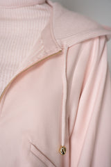 Fabiana Filippi Wool Cashmere Round Hem Cropped Hooded Jacket in Pastel Rose Vancouver. Shop Online or in Store.