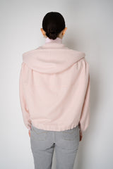 Fabiana Filippi Wool Cashmere Round Hem Cropped Hooded Jacket in Pastel Rose Vancouver. Shop Online or in Store.