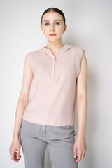 Fabiana Filippi Wool Cashmere Knit Hooded Vest in Pastel Rose Vancouver. Shop Online or in Store.
