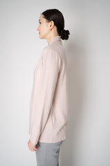 Fabiana Filippi Wool Cashmere Open Front V-Neck Knit Cardigan with Pin Embellishment in Pastel Rose Vancouver. Shop Online or in Store.