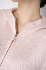 Fabiana Filippi Wool Cashmere Knit Hooded Vest in Pastel Rose Vancouver. Shop Online or in Store.