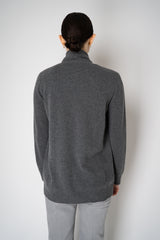 Fabiana Filippi Wool Cashmere Open Front V-Neck Knit Cardigan with Pin Embellishment in Grey Vancouver. Shop Online or in Store.