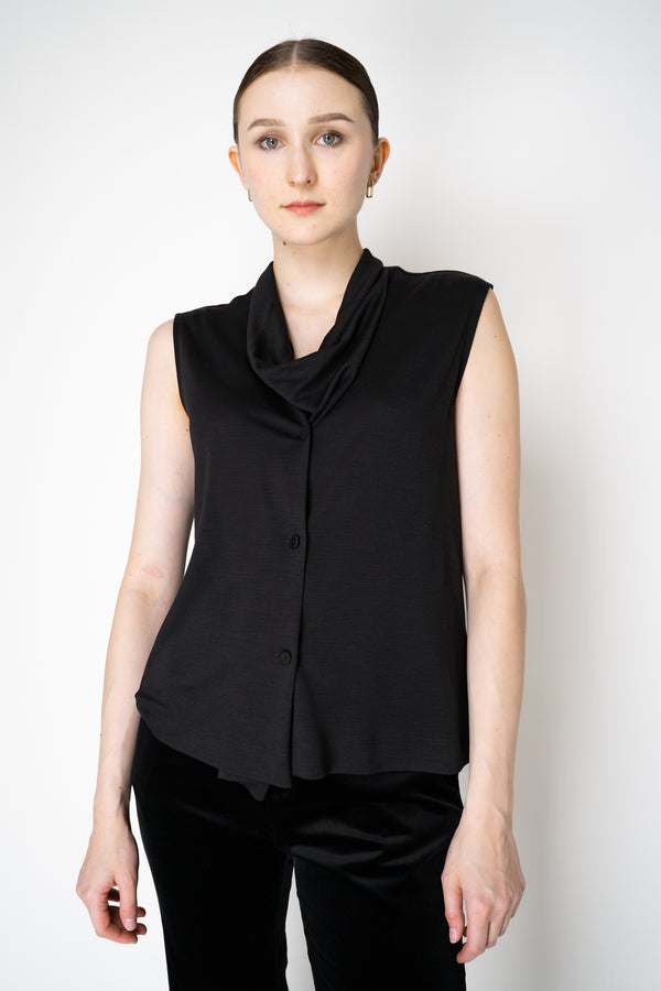 Fabiana Filippi Featherweight Viscose Cowl Neck Sleeveless Top in Black Vancouver. Shop Online or in Store.