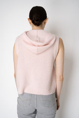Fabiana Filippi Wool Cashmere Knit Hooded Vest in Pastel Rose Vancouver. Shop Online or in Store.