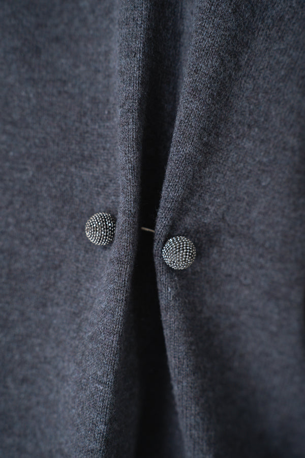 Fabiana Filippi Wool Cashmere Funnel Neck Knit Pullover with Pin Embellishment in Grey Vancouver. Shop Online or in Store.