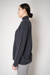 Fabiana Filippi Wool Cashmere Funnel Neck Knit Pullover with Pin Embellishment in Grey Vancouver. Shop Online or in Store.