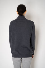 Fabiana Filippi Wool Cashmere Funnel Neck Knit Pullover with Pin Embellishment in Grey Vancouver. Shop Online or in Store.