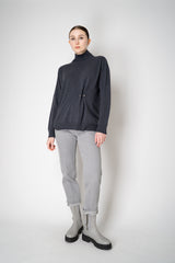Fabiana Filippi Wool Cashmere Funnel Neck Knit Pullover with Pin Embellishment in Grey Vancouver. Shop Online or in Store.