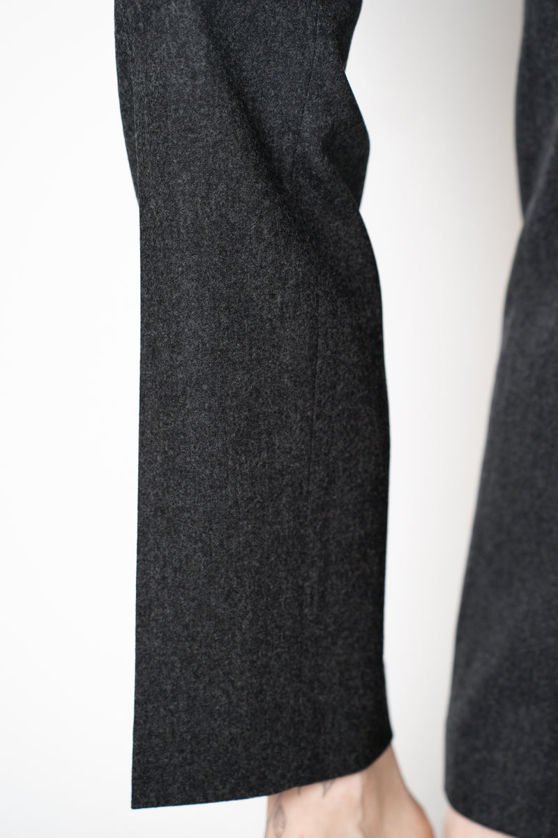 Fabiana Filippi Mid-Rise Wool Blend Flannel Trousers with Embellished Belt Hoop in Grey Vancouver. Shop Online or in Store.