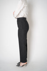 Fabiana Filippi Mid-Rise Wool Blend Flannel Trousers with Embellished Belt Hoop in Grey Vancouver. Shop Online or in Store.