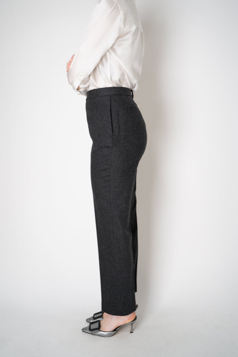 Fabiana Filippi Mid-Rise Wool Blend Flannel Trousers with Embellished Belt Hoop in Grey Vancouver. Shop Online or in Store.