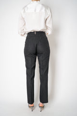 Fabiana Filippi Mid-Rise Wool Blend Flannel Trousers with Embellished Belt Hoop in Grey Vancouver. Shop Online or in Store.