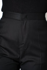 Fabiana Filippi Mid-Rise Wool Blend Flannel Trousers with Embellished Belt Hoop in Black Vancouver. Shop Online or in Store.