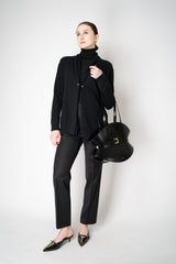 Fabiana Filippi Mid-Rise Wool Blend Flannel Trousers with Embellished Belt Hoop in Black Vancouver. Shop Online or in Store.