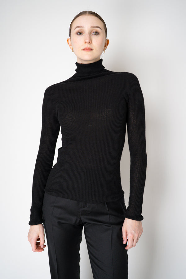 Fabiana Filippi Wool Cashmere Ribbed Turtleneck Pullover in Black Vancouver. Shop Online or in Store.