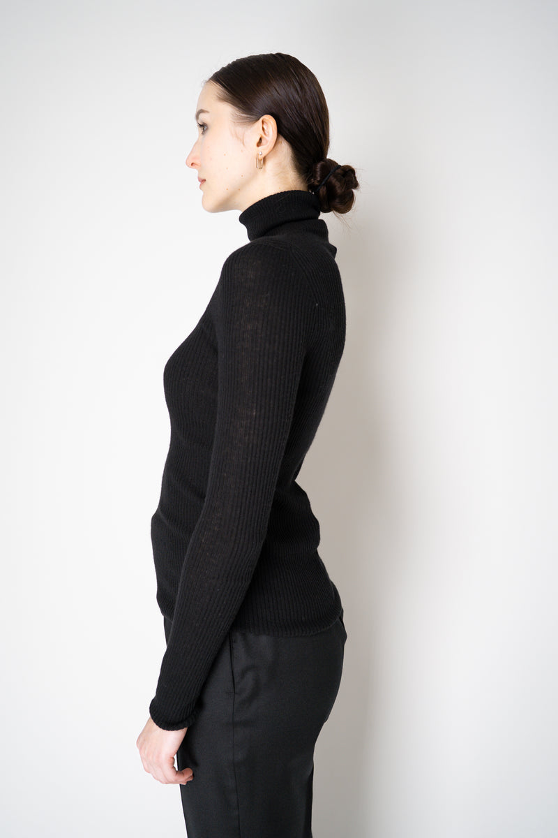 Fabiana Filippi Wool Cashmere Ribbed Turtleneck Pullover in Black Vancouver. Shop Online or in Store.
