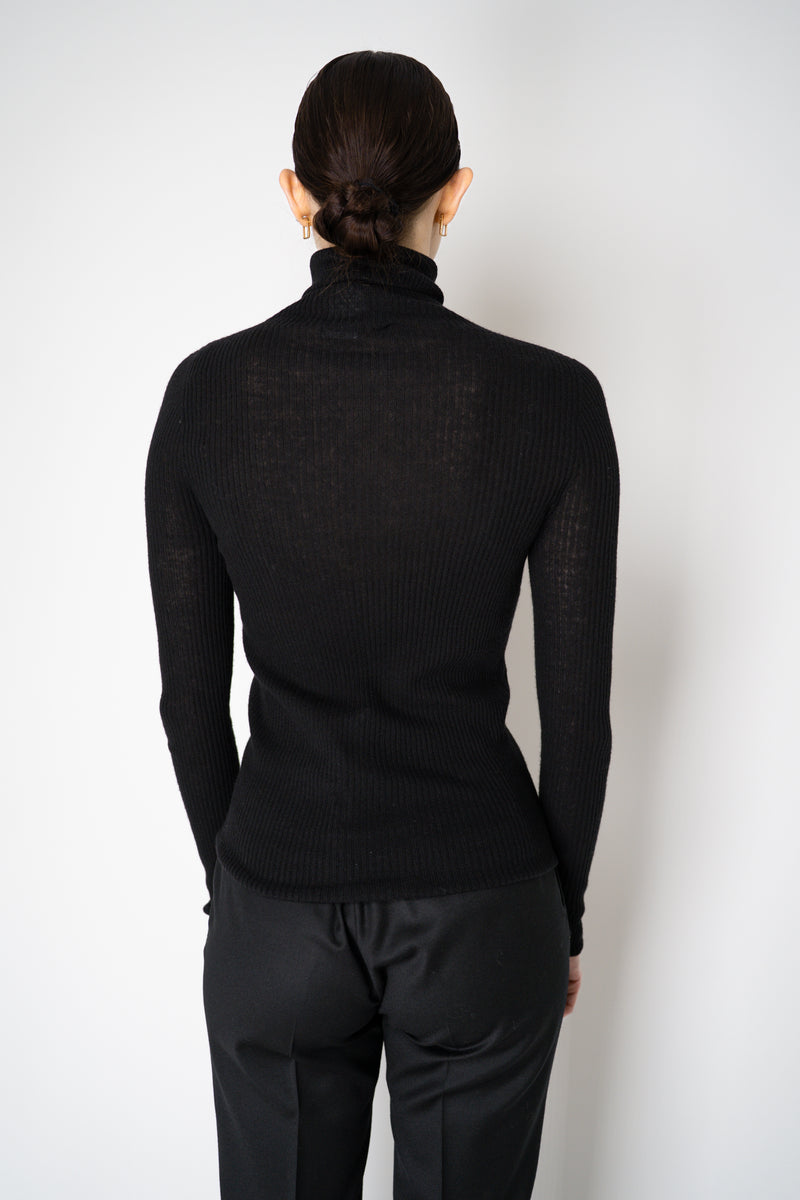 Fabiana Filippi Wool Cashmere Ribbed Turtleneck Pullover in Black Vancouver. Shop Online or in Store.