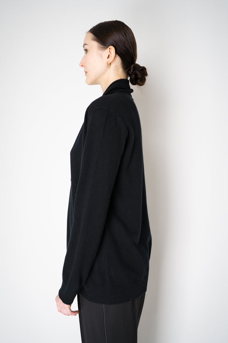 Fabiana Filippi Wool Cashmere Open Front V-Neck Knit Cardigan with Pin Embellishment in Black Vancouver. Shop Online or in Store.