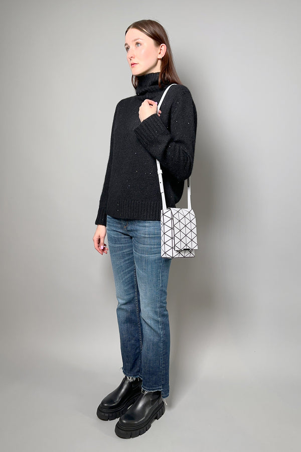 Bao Bao Issey Miyake Small Flap Shoulder Bag in Light Grey Matte Vancouver. Shop Online or in Store. 