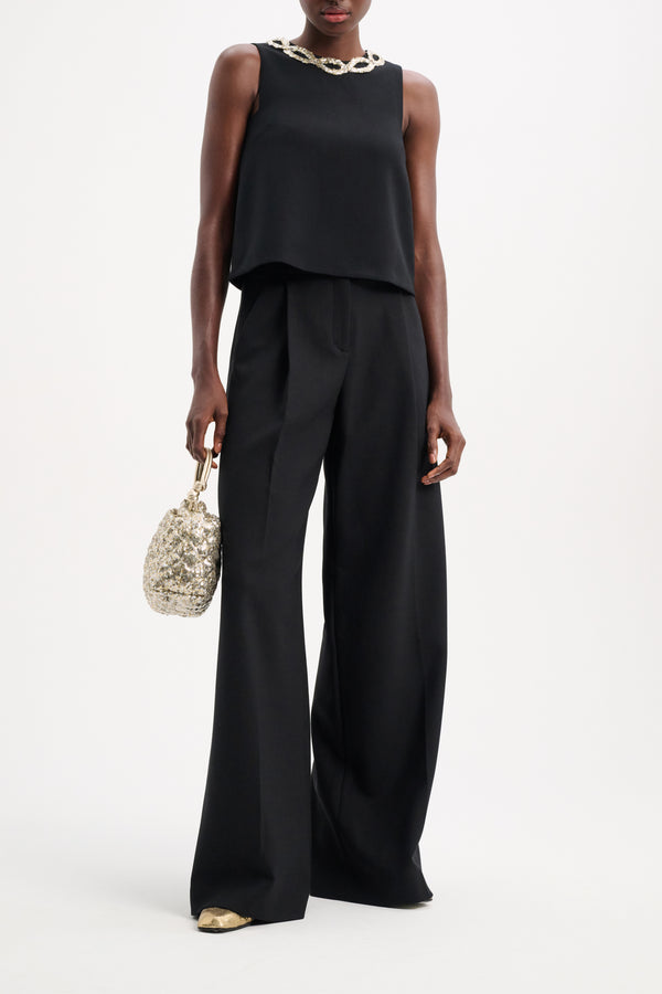 Dorothee Schumacher Striking Coolness Embroidered Top in Black