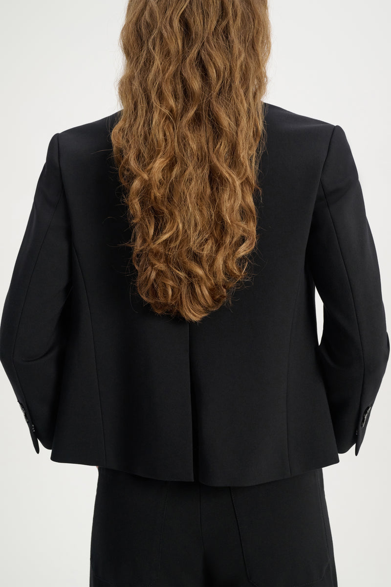 Dorothee Schumacher Cropped Blazer in Punto Milano in Black Vancouver. Shop Online or in Store.